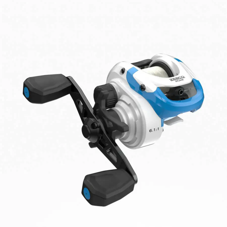 Zebco Roam Baitcast Reel and Fishing Rod Combo, 6-Foot 6-Inch Rod, Size 100 Reel, Right-Hand Retrieve, Blue - 6
