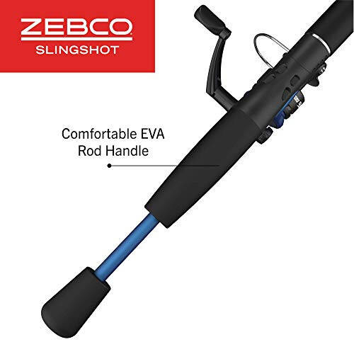 Zebco Slingshot Dönen Makara ve Olta Seti, 2 Parça Orta Hafif Dayanıklı Fiberglas Olta, Rahat EVA Sap, 8 Pound Cajun Balıkçılık Misinası ile Önceden Sarılı - 5