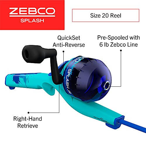 Zebco Splash Çocuk Spincast Makara ve Olta Seti, 29'' Dayanıklı Yüzen Fiberglas Olta, Karışmayan Tasarım, Aşırı Büyüklükte Makara Sapı Topuzu, 6 Pound Zebco Balıkçılık Misinası ile Önceden Sarılı - 3