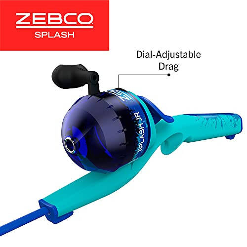 Zebco Splash Çocuk Spincast Makara ve Olta Seti, 29'' Dayanıklı Yüzen Fiberglas Olta, Karışmayan Tasarım, Aşırı Büyüklükte Makara Sapı Topuzu, 6 Pound Zebco Balıkçılık Misinası ile Önceden Sarılı - 4