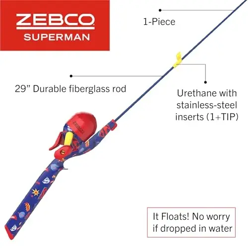 Zebco Youth Floating Spincast Reel and Fishing Rod Combo, Pre-Spooled with 6-Pound Cajun Line - Zebco (1)