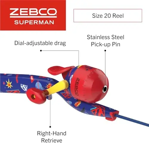 Zebco Youth Floating Spincast Reel and Fishing Rod Combo, Pre-Spooled with 6-Pound Cajun Line - 3
