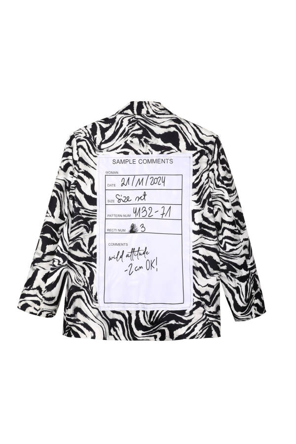 Zebra Desenli Oversize Blazer Ceket Siyah - 7