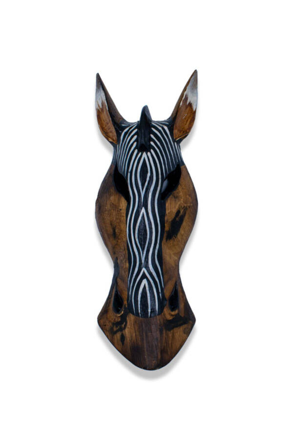Zebra Kafası Maske, 30 cm. , Dalga, Duvar Objesi, Ahşap Mask - 1