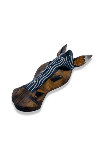Zebra Kafası Maske, 30 cm. , Dalga, Duvar Objesi, Ahşap Mask - HEDICARET (1)