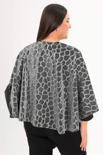 Zebra Pattern Glitter Shawl Poncho - 4
