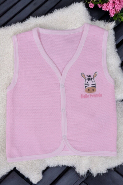 Zebra patterned sleeveless quilted baby girl vest - 1