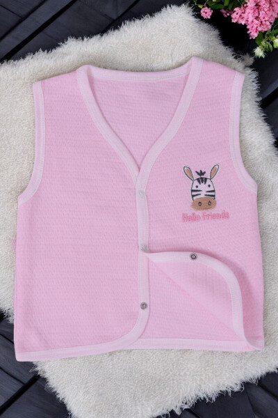 Zebra patterned sleeveless quilted baby girl vest - 2