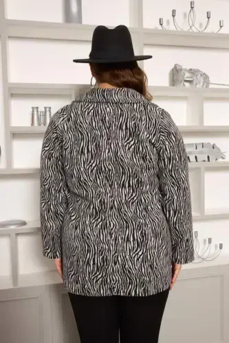 Zebra Print Plus Size Jacket Grey - 4
