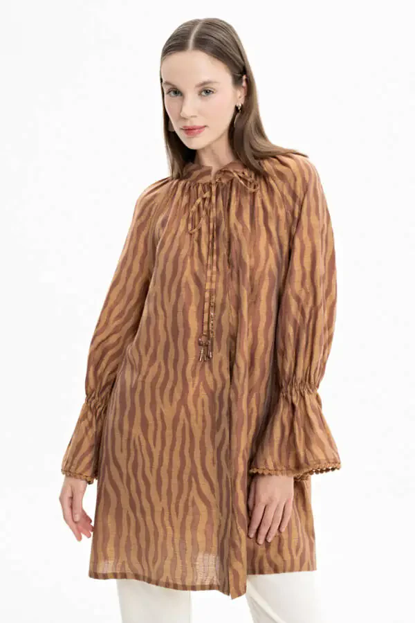 Zebra Print Tie Waist Tunic - 1