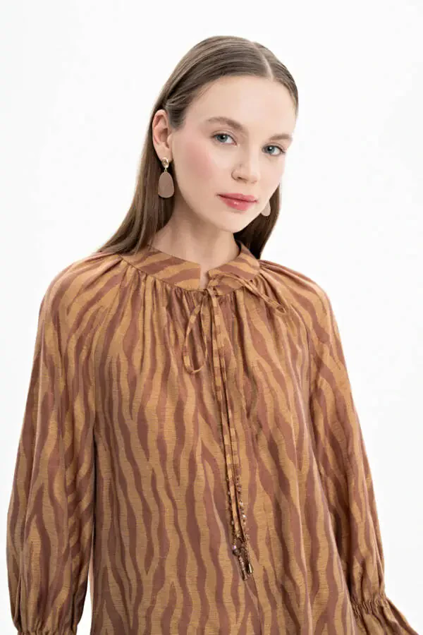 Zebra Print Tie Waist Tunic - 5