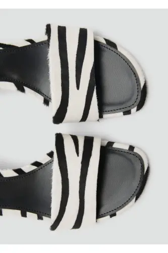 Zebra-striped leather sandals - 1