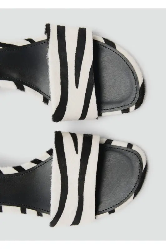 Zebra-striped leather sandals - 1