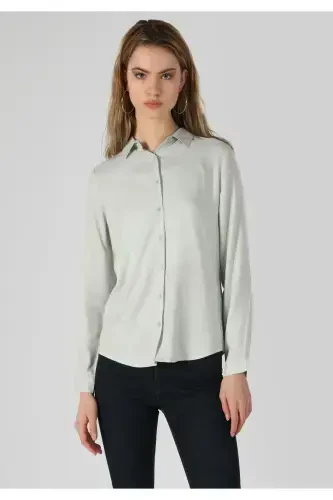 Зеленая рубашка с длинным рукавом для женщин, regular fit (Cl1048443) - 4