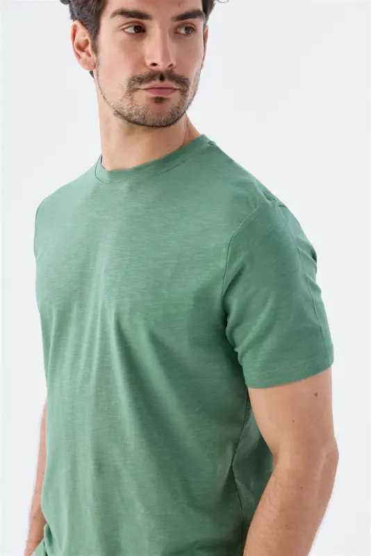 Зелёная трикотажная футболка-поло slim fit - 3