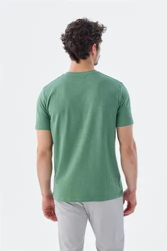 Зелёная трикотажная футболка-поло slim fit - 4