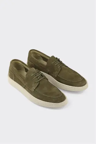 Зеленые кожаные мужские повседневные туфли - ELLE SHOES (1)