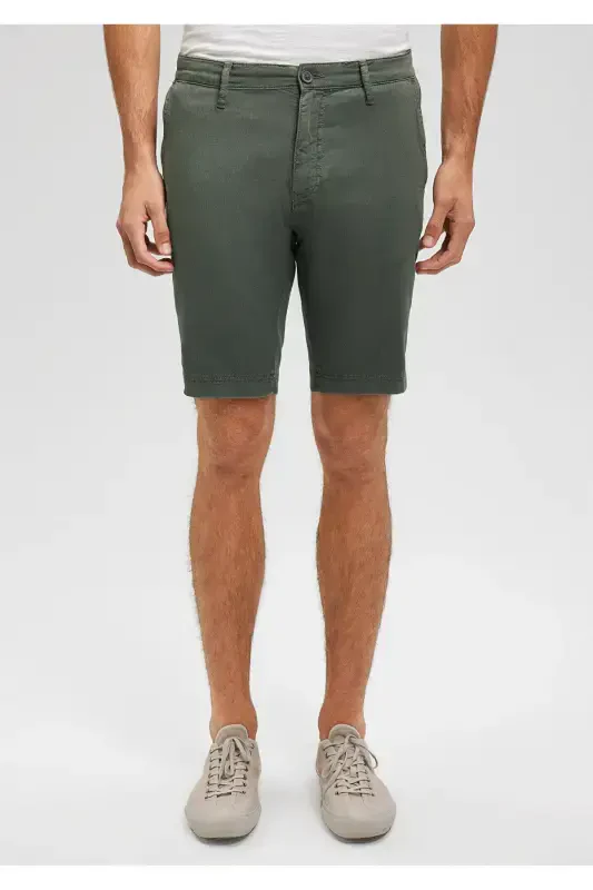 Зеленые шорты чино из смеси льна 0436187704 - 3