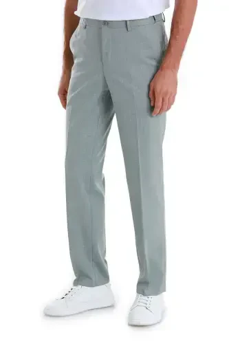 Зелёные штаны прямого кроя с узором и боковыми карманами - 4