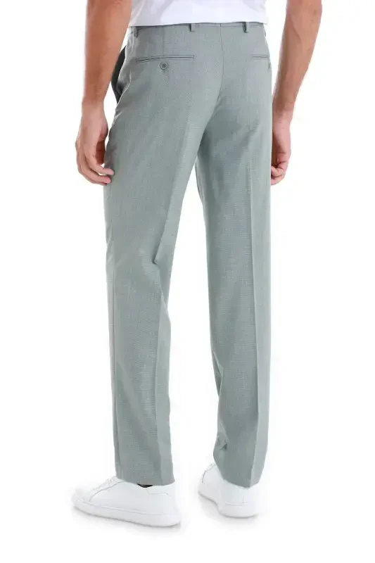 Зелёные штаны прямого кроя с узором и боковыми карманами - 5