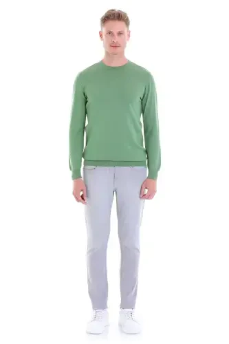 Зеленый Comfort Fit Прямой Велосипедный Воротник Шерстяной Шерстяной Свитер - 4