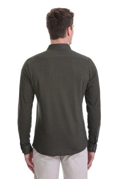 Зеленый Slim Fit С принтом 100% Хлопок Узкий Вырез Длинный - 6