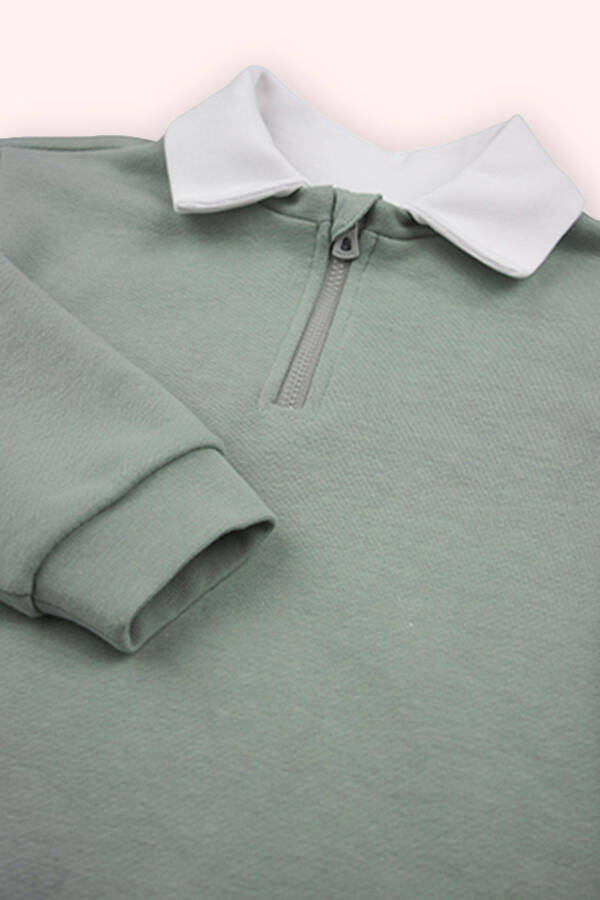 Зеленый свитшот с воротником для мальчика - 2