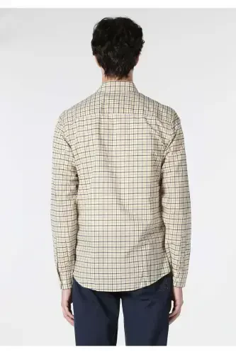 Желтая мужская рубашка с длинным рукавом, slim fit (Cl1062820) - 2