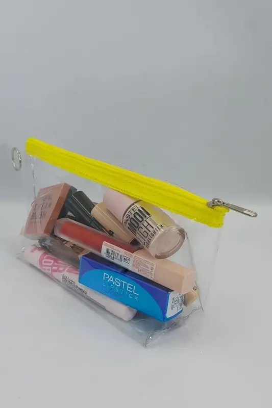 Желтая, прозрачная треугольная косметичка-Желтый_Прозрачный - 3