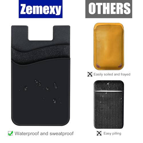 Zemexy Phone Wallet Stick on,5Pack Phone Card Holder for Back of Phone Case,Silicone Sticky Credit Card Holder for Cell Phone Double Pocket Sticker All Smartphones—Navy,Sierra,Pastel,Blue,Black - 6
