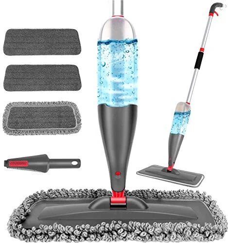 Spray Mop for Floor Cleaning with 3pcs Washable Pads - Wet Dry Microfiber Mop with 800 ml Refillable Bottle for Kitchen Wood Floor Hardwood Laminate Ceramic Tiles Floors Dust Cleaning - 1