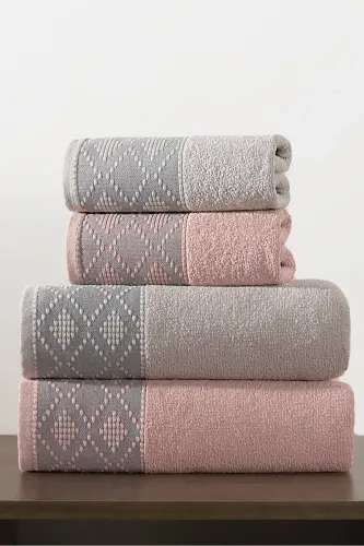 Zenra 4 Piece Bath Towel Set Bath Set 100% Cotton - 2