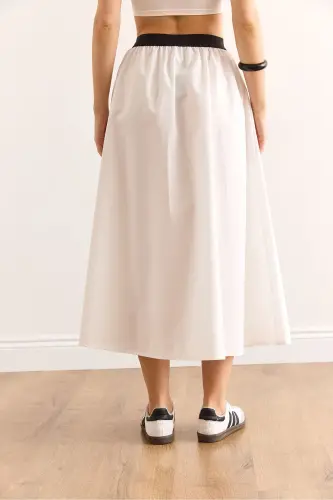 Женщина Белая Черная В Полоску С Разрезом Спереди На Шнуровке Mi - 6