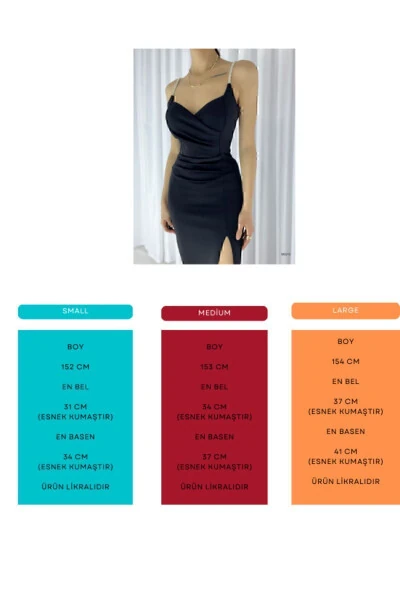 Женщина Черный Камень На бретелях С разрезом Импортный Scuba Ткань - 4