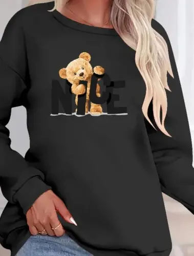 Женская блузка из вискозы двухнитки с длинными рукавами и круглым вырезом - BÜYÜKBEDENIZ (1)