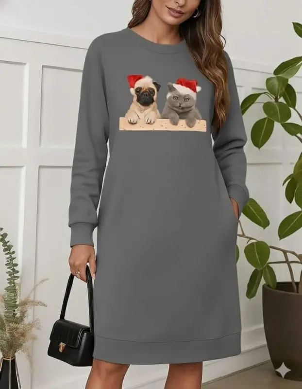 Женская блузка из вискозы с длинными рукавами, круглым вырезом и рисунком, двухнитка. - BÜYÜKBEDENIZ