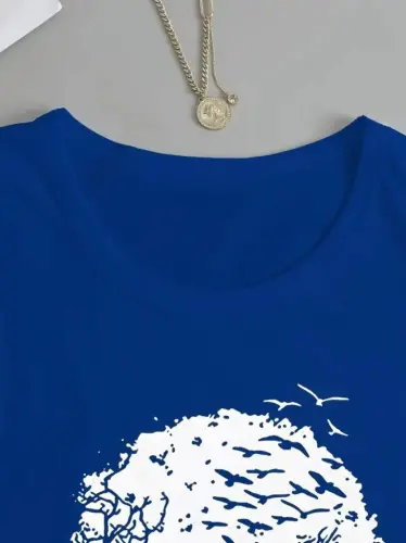 Женская блузка с длинными рукавами, круглым вырезом и подсолнухами из вискозы - 3