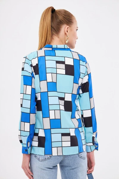 Женская блузка с принтом саксий, длинный рукав ARM-25K001040 - 5