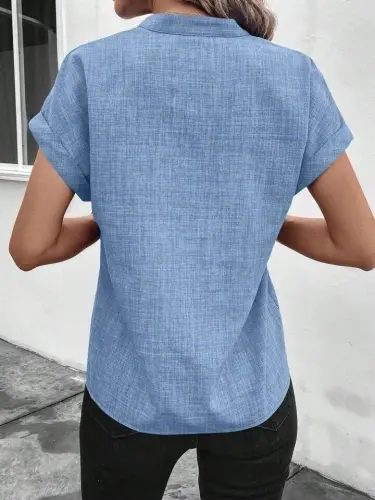 Женская блузка София с коротким рукавом и воротником-стойкой - 3