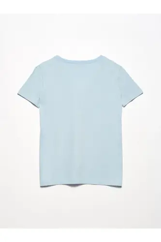 Женская футболка Baby Blue с V-образным вырезом, базовая модель 101A03470-Baby Blue. - 3