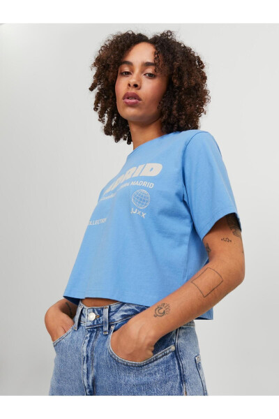 Женская футболка Jack Jones Jxjoda Soft Rlx Ss Tee Jrs синего цвета - 2