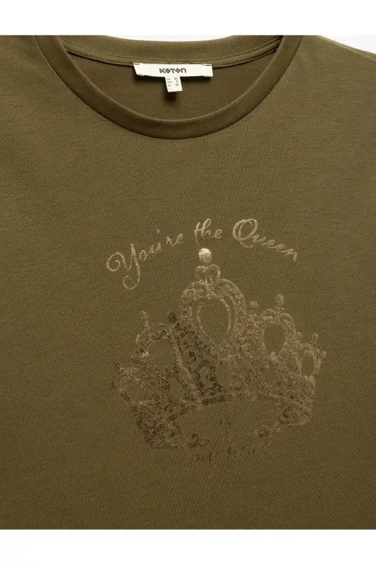 Женская футболка с коротким рукавом и круглым вырезом с принтом - 3