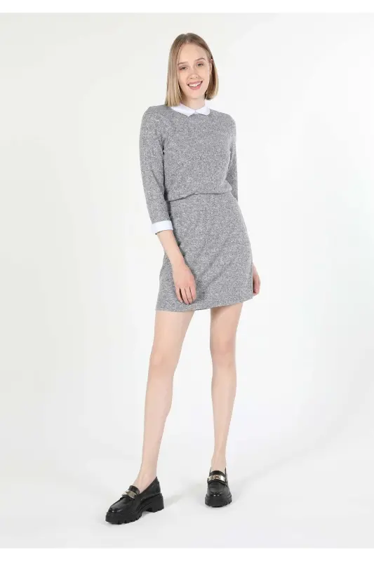 Женская юбка серого цвета, классического кроя (Cl1060276) - 1