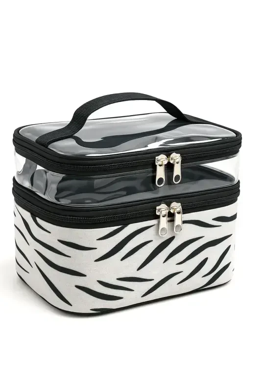Женская косметичка с двумя широкими отделениями, подвесная складная косметичка-органайзер для путешествий - многоцветная - 1