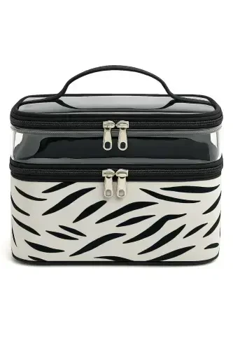 Женская косметичка с двумя широкими отделениями, подвесная складная косметичка-органайзер для путешествий - многоцветная - 4