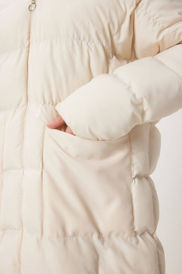 Женская костяная толстовка оверсайз длинная дутая куртка NT00428 - 6