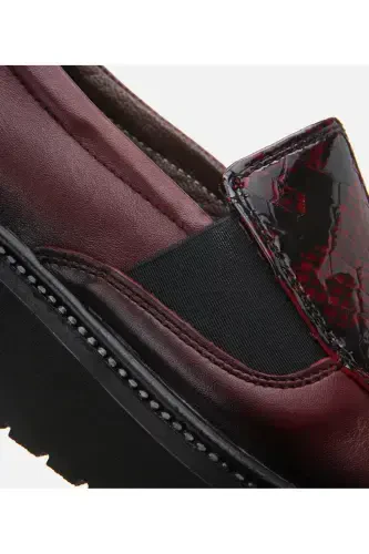 Женская Кожаная Бордовая Лофер - 8