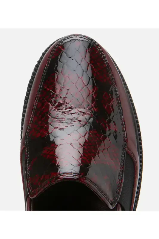 Женская Кожаная Бордовая Лофер - 6