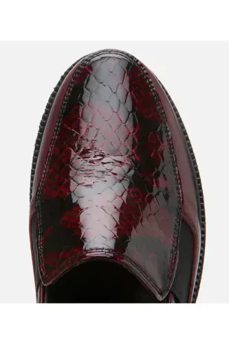 Женская Кожаная Бордовая Лофер - 7