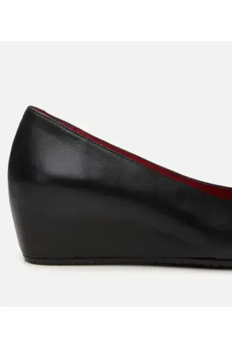 Женская Кожаная Черная Танкетка - 6